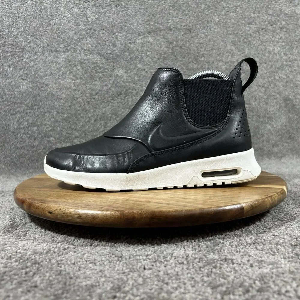 Nike Air Max Thea 859550-001 Women's Size 7 Black Mid Leather Pull On Boots Used